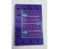 Tile, Modified 4 x 6 with Studs on Edges with Book Cover and Keyhole Pattern (Sticker) - Set 41169