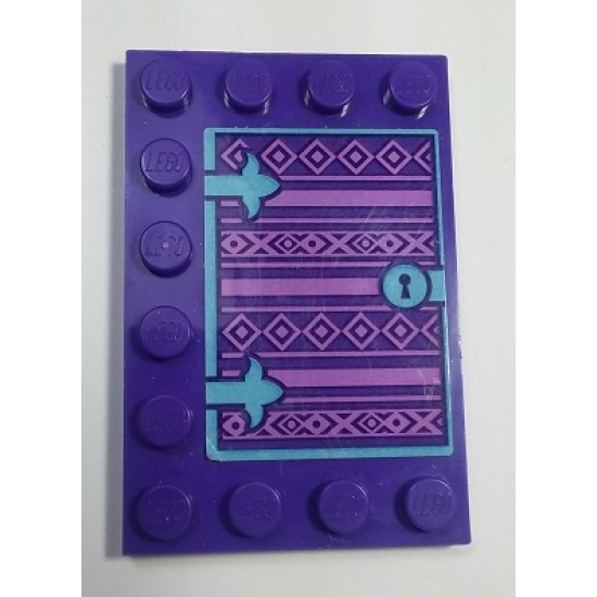 Tile, Modified 4 x 6 with Studs on Edges with Book Cover and Keyhole Pattern (Sticker) - Set 41169