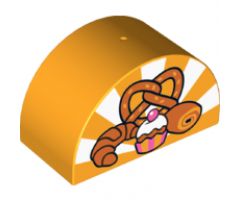 Duplo, Brick 2 x 4 x 2 Curved Top with Bread and Pastries (Cupcake, Pretzel, Croissant and Roll) Pattern