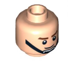 Minifigure, Head Male Brown Eyebrows, Smile, Black Chin Strap Pattern - Hollow Stud