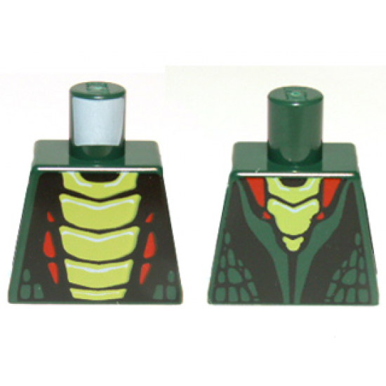 Torso Ninjago Snake with Lime and Red Scales Pattern (Acidicus)