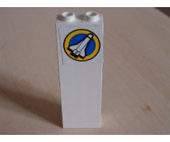 Brick 1 x 2 x 5 with Space Port Logo Shuttle Pointing Right Pattern (Sticker) - Set 6456