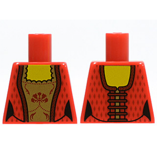 Torso Castle Kingdoms Female Corset with Gold Panel Front and Lace Up Back Pattern