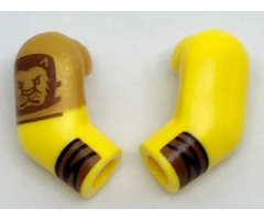 Arm, (Matching Left and Right) Pair with Wrapped Cuffs and Lion Head on Pearl Gold Right Short Sleeve Pattern