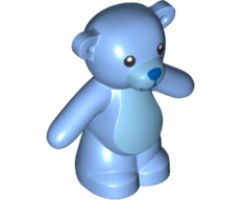 Teddy Bear with Black Eyes, Blue Nose and Mouth and Bright Light Blue Stomach and Muzzle Pattern