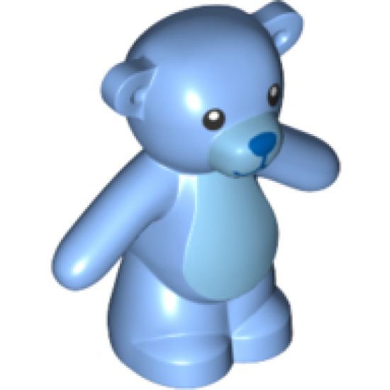 Teddy Bear with Black Eyes, Blue Nose and Mouth and Bright Light Blue Stomach and Muzzle Pattern