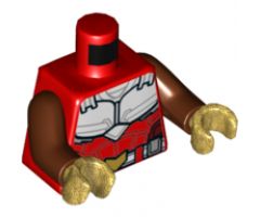 Torso Armor White with Black Muscles Outline and White Belt with Gold Buckle Pattern / Reddish Brown Arms / Pearl Gold Hands