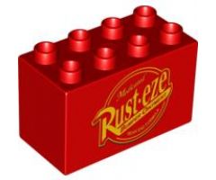 Duplo, Brick 2 x 4 x 2 with Rust-Eze Logo Pattern