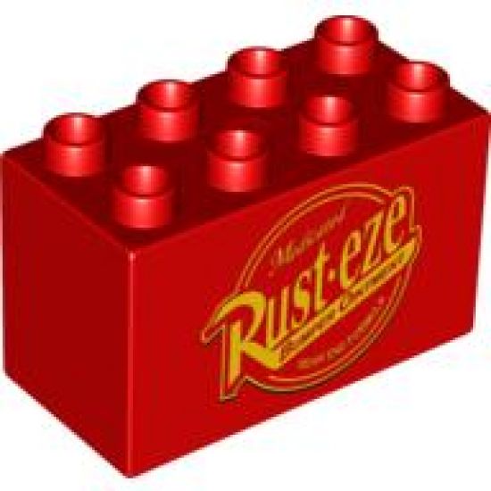 Duplo, Brick 2 x 4 x 2 with Rust-Eze Logo Pattern