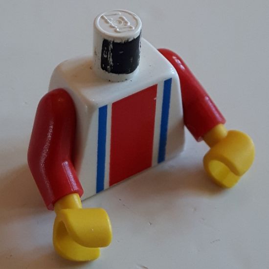 Torso Vertical Striped Red/Blue Pattern / Red Arms / Yellow Hands