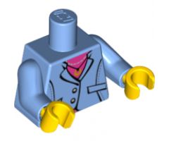 Torso Suit Jacket, Two Buttons, Pink Top, Necklace Pattern / Medium Blue Arms / Yellow Hands