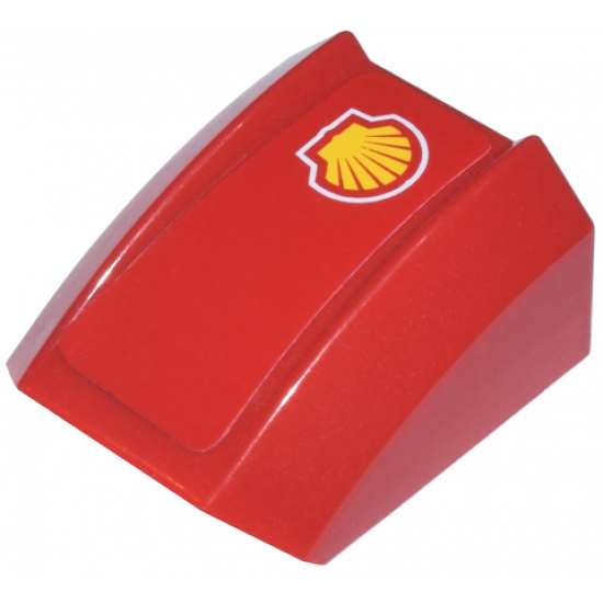 Slope, Curved 2 x 2 Lip with Shell Logo Pattern Right (Sticker) - Sets 8375 / 8654 / 8672 / 8673