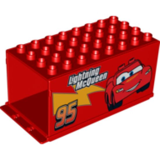 Duplo, Vehicle Truck Semi-Tractor Container 4 x 8 x 3.5 with Lightning McQueen Pattern (Cars Mack)