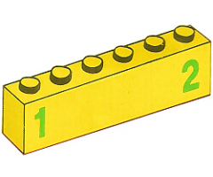 Brick 1 x 6 with Green Number 1 on Left and Green Number 2 on Right Pattern (Stickers) - Set 7740