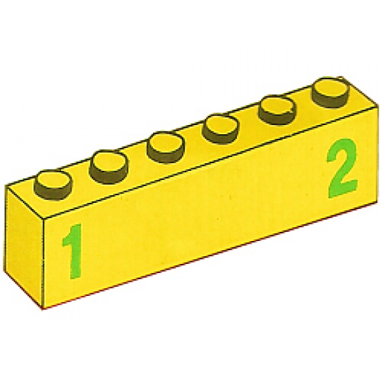Brick 1 x 6 with Green Number 1 on Left and Green Number 2 on Right Pattern (Stickers) - Set 7740