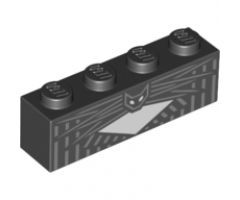 Brick 1 x 4 with White Chest, Silver Vertical Stripes and Bat Collar Pattern (BrickHeadz Jack Skellington Chest)