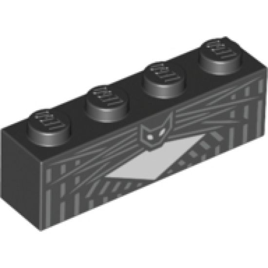 Brick 1 x 4 with White Chest, Silver Vertical Stripes and Bat Collar Pattern (BrickHeadz Jack Skellington Chest)