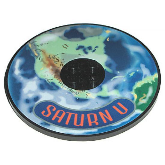 Tile, Round 8 x 8 with Earth and 'SATURN V' Pattern (Sticker) - Set 7468