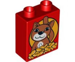 Duplo, Brick 1 x 2 x 2 with Cat and Fish Pattern
