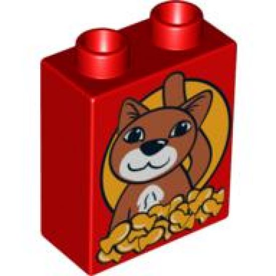 Duplo, Brick 1 x 2 x 2 with Cat and Fish Pattern