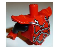 Torso, Modified Short with Armor Breastplate with Shoulder Ridges and Silver Decoration Pattern / Black Arms / Red Hands
