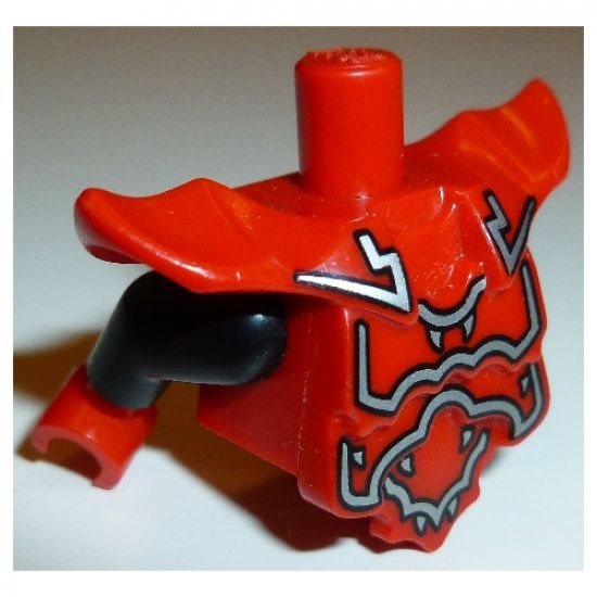 Torso, Modified Short with Armor Breastplate with Shoulder Ridges and Silver Decoration Pattern / Black Arms / Red Hands