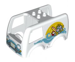 Duplo, Vehicle Car Body Bus Small, 4 Studs on Top with Sea Pattern