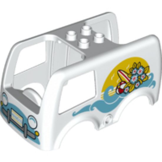 Duplo, Vehicle Car Body Bus Small, 4 Studs on Top with Sea Pattern
