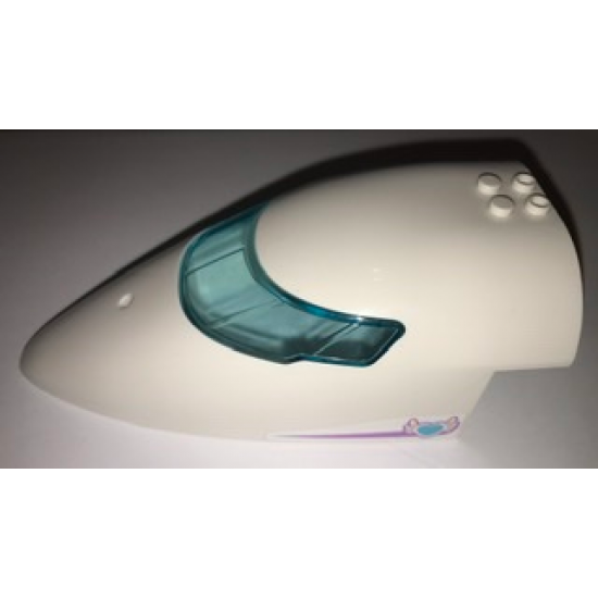Aircraft Fuselage Curved Forward 8 x 16 x 5 with Trans-Light Blue Glass with Heart, Feathers and 'HLA' Pattern on Both Sides (Stickers) - set 41109
