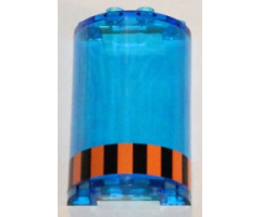 Cylinder Half 2 x 4 x 5 with 1 x 2 Cutout with Orange and Black Stripes Pattern (Sticker) - Set 5985