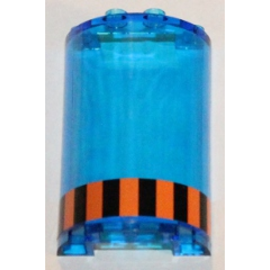 Cylinder Half 2 x 4 x 5 with 1 x 2 Cutout with Orange and Black Stripes Pattern (Sticker) - Set 5985