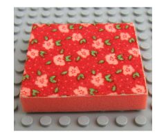Foam Scala, 7 x 7 Cloth Top, Light Salmon Flowers and Green Leaves Pattern