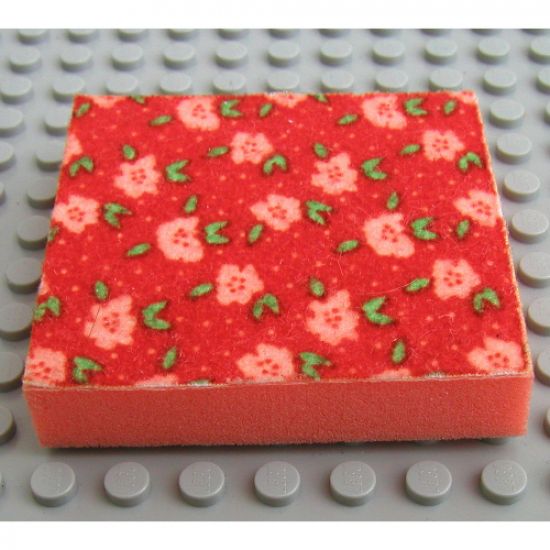 Foam Scala, 7 x 7 Cloth Top, Light Salmon Flowers and Green Leaves Pattern