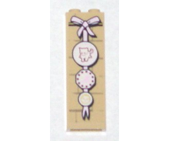 Brick 1 x 2 x 5 with Pink Ribbon and 3 Kitten Plates on Brick Wall, Middle Plate Octagonal Pattern (Sticker) - Set 5378