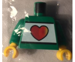Torso Kladno with Red Heart on White Stripe Front and 'Zdraví & bezpecnost' Back Pattern / Green Arms / Yellow Hands