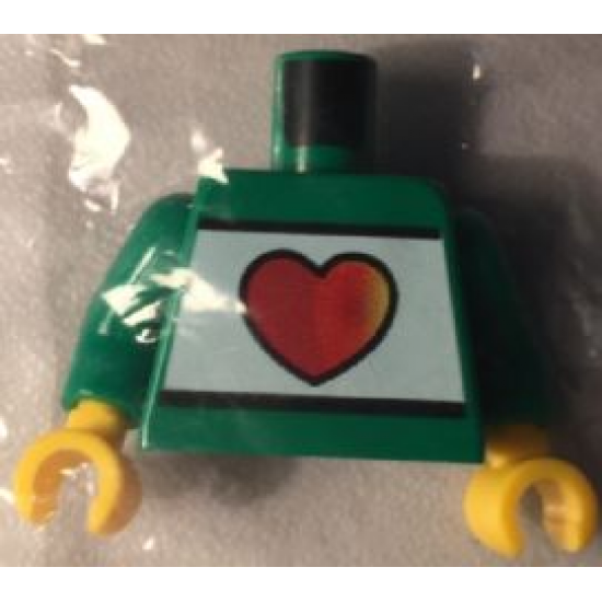 Torso Kladno with Red Heart on White Stripe Front and 'Zdraví & bezpecnost' Back Pattern / Green Arms / Yellow Hands