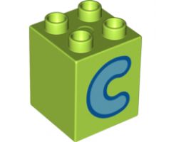 Duplo, Brick 2 x 2 x 2 with Letter C Medium Azure Pattern