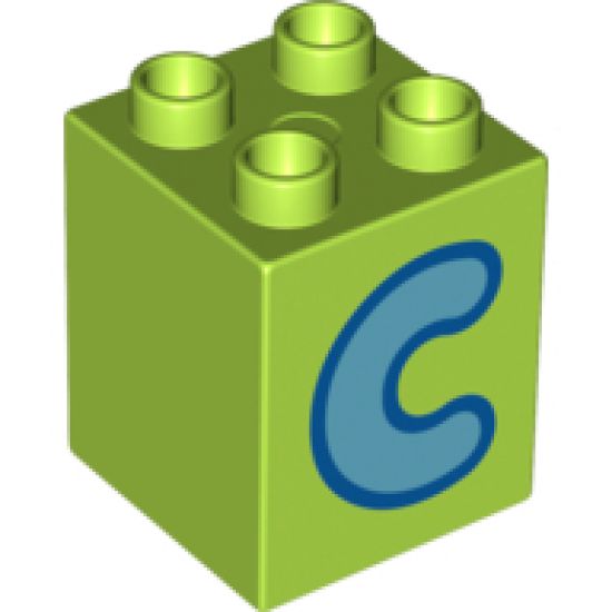 Duplo, Brick 2 x 2 x 2 with Letter C Medium Azure Pattern
