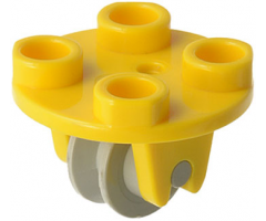 Plate, Round 2 x 2 Thin with Wheel Holders and Light Gray Pulley Wheel (2655 / 3464)