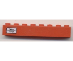 Brick 1 x 8 with 'Wien - Zürich' Pattern on Left Side (Sticker) - Set 7745