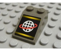 Slope 33 3 x 2 with Alpha Team White Grid with Red Ring, Two Yellow Stripes Pattern (Sticker) - Set 6774