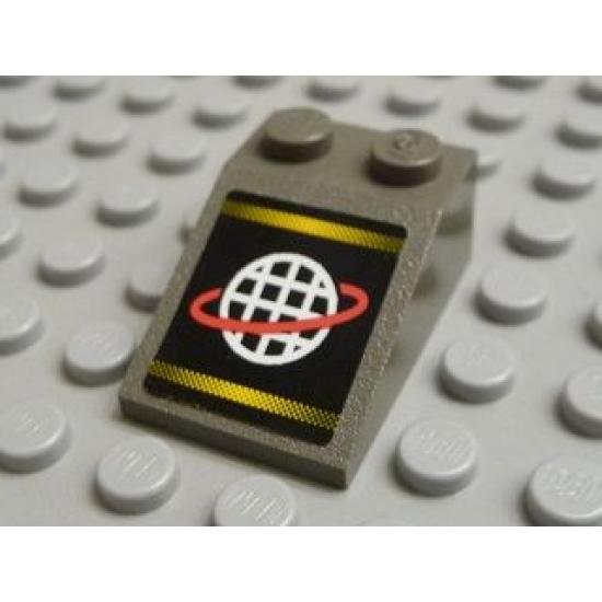 Slope 33 3 x 2 with Alpha Team White Grid with Red Ring, Two Yellow Stripes Pattern (Sticker) - Set 6774
