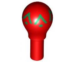 Minifigure, Utensil Maraca with Green Geometric Pattern - Narrow Print
