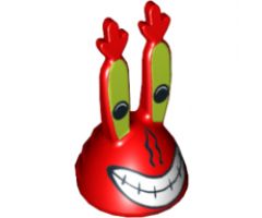 Minifigure, Head, Modified Mr. Krabs with Large Grin Pattern
