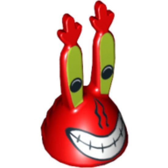 Minifigure, Head, Modified Mr. Krabs with Large Grin Pattern