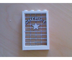 Window 1 x 4 x 5 with Trans-Clear Glass with Sheriff Pattern (Sticker) - Sets 6755 / 6764