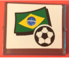 Glass for Window 1 x 4 x 3 with Flag of Brazil and Soccer Ball Pattern (Sticker) - Set 3411