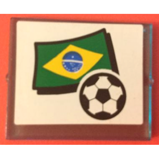 Glass for Window 1 x 4 x 3 with Flag of Brazil and Soccer Ball Pattern (Sticker) - Set 3411
