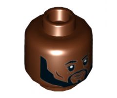 Minifigure, Head Dual Sided Black Eyebrows, Beard, Closed Mouth / Pilot Breathing Mask Pattern - Hollow Stud