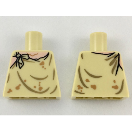 Torso Smock Tattered, Light Nougat Neck, Dark Tan Gathers, Medium Nougat Stains Pattern